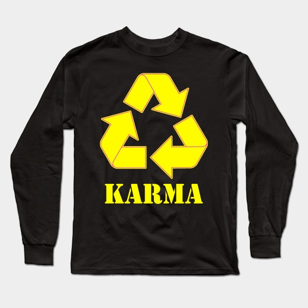 Karma Recycle Yellow Long Sleeve T-Shirt by CharlieCreator